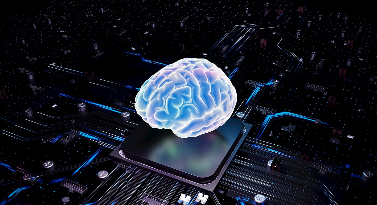 Brain over CPU representing AI layers